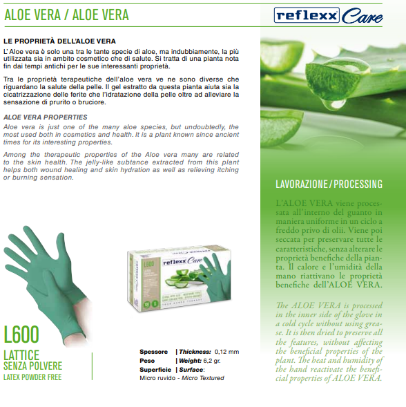  Guanti in Lattice con Aloe Reflexx Care L600